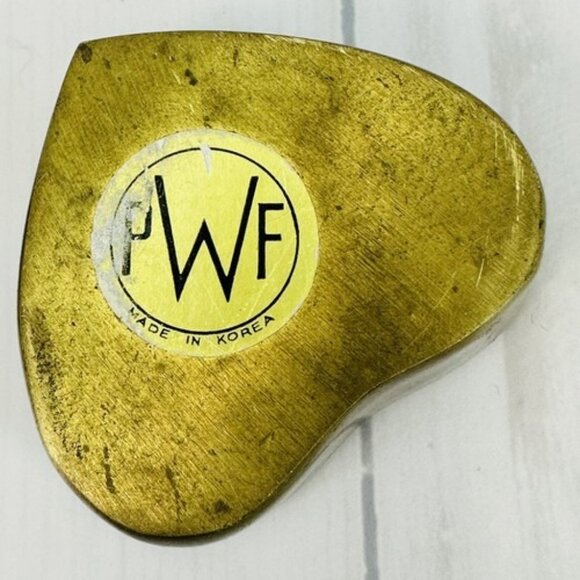 Vintage 2" Brass Heart Small Trinket Lidded Box PWF Made in Korea - Picture 6 of 12